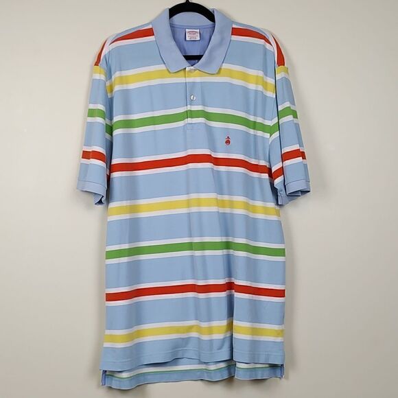 Brooks Brothers Striped Original Fit Preppy Performance Polo Shirt Size XL - Picture 12 of 12